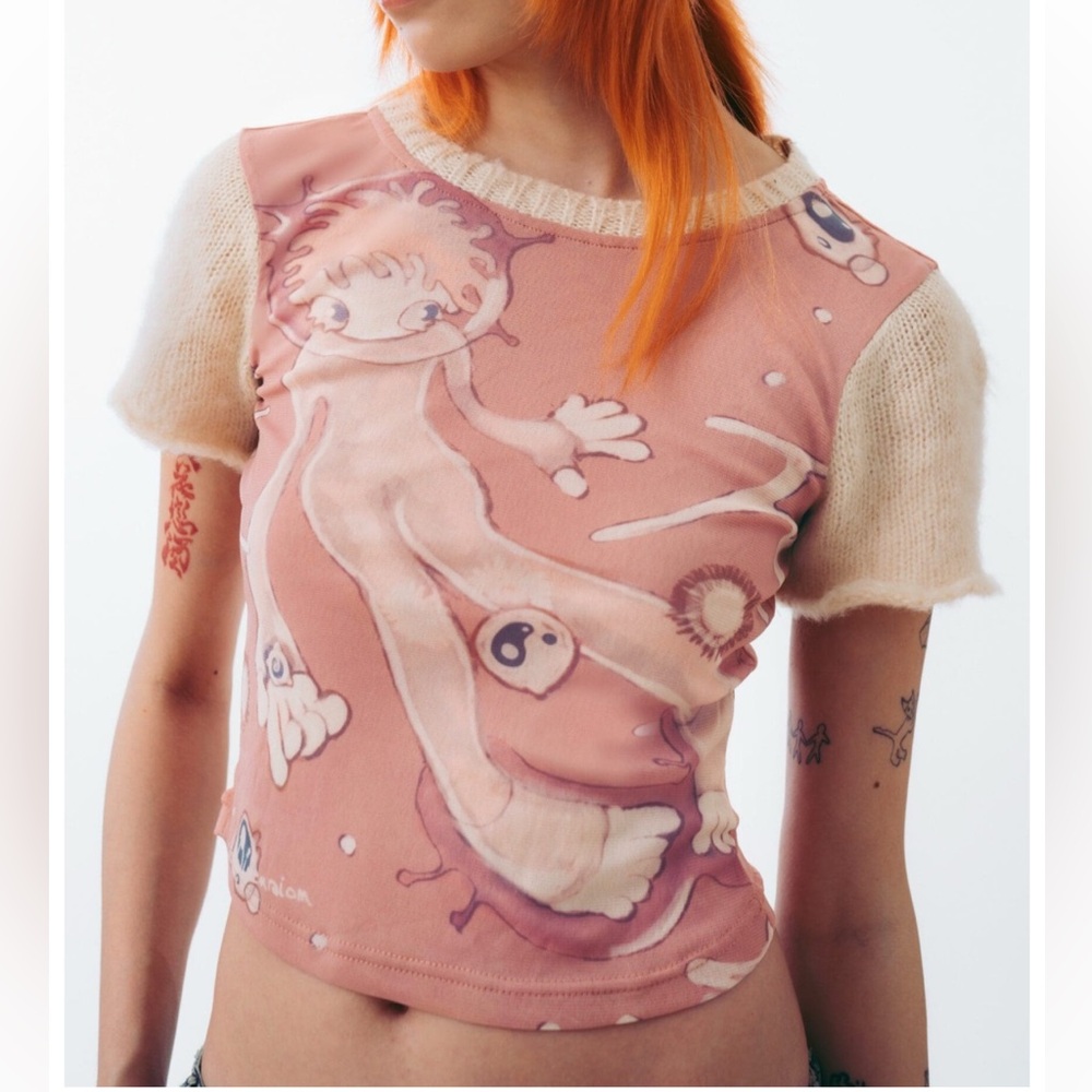 Sixth Dimension Lulu in Space Mesh Baby Tee pink XS